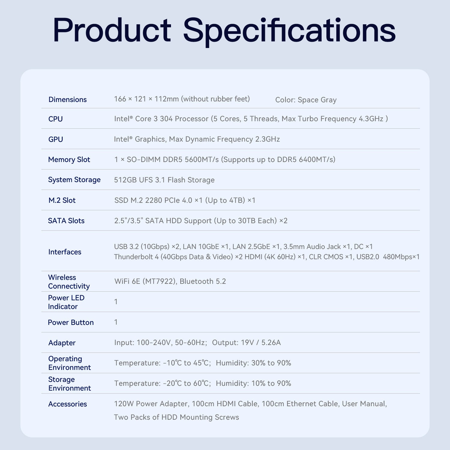 Beelink ME Pro 2 ベイ AI NAS Mini PC Intel® Wildcat Lake 304