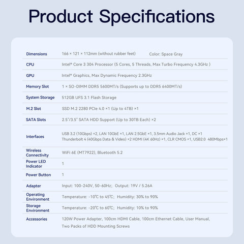 Beelink ME Pro 2 ベイ AI NAS Mini PC Intel® Wildcat Lake 304