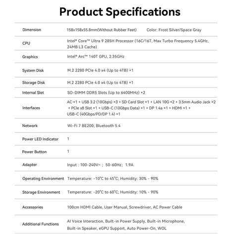 Beelink GTi15 Ultra Intel® Core™ Ultra 9 285H