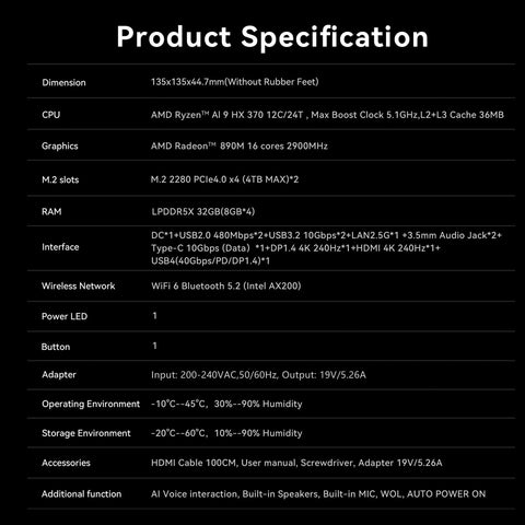 Beelink SER9 PRO AMD Pro Ryzen™ AI 9 HX 370 (OpenClaw およびローカル LLM プリインストール)